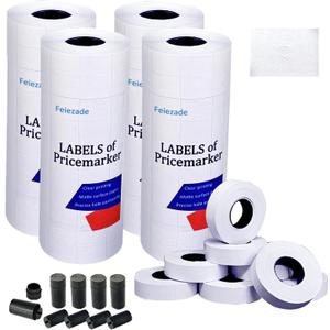 16,000 Pcs 2 Line Refill Price Marking Labels Stickers for MX6600,MX6602,YH689 & Most Other 2 Line Price Gun,40 Rolls with 3 Discount Stickers,2 Gloves and 4 Ink Rolls, Ideal for Retail, Shop (White)