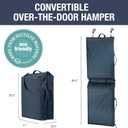 CleverMade Over-the-Door Double Laundry Hamper, 43L Laundry Organizer Ocean