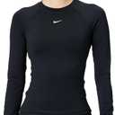 Nike Women's Victory Baselayer Long Sleeve, Black/White, Small