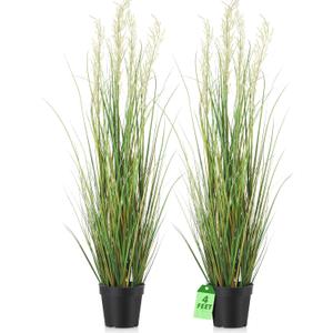 Jexine 2 Pcs 4 ft Tall Artificial Grass Plant Potted Artificial Greenery Floor Plants Faux Pampas Grass Tall in Pot for Housewarming Gift House Garden Bathroom Lobby Outdoor Decoration