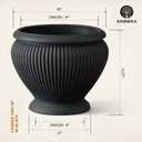 ARBORA 18" Cannes Urn Planter - Premium Polyresin Decorative Outdoor Planter with Drillable Drainage Hole for Optional Indoor Use, Lightweight, Weatherproof Plant Pot for Front Step, Garden, Deck