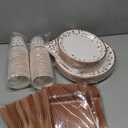 Supernal 350pcs Birthday Paper Plates and Napkins Set - Disposable White and Gold Paper Plates, Gold Plastic Silverware, Birthday Napkins and Cups Suitable for Party Supplies