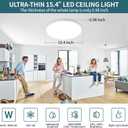 Led Ceiling Light Fixtures Dimmable with Remote Control, 15.4 Inch Ultra Thin Modern Flush Mount, 36 W, 4500 LM, with Night Light, for Bedroom, Kitchen, Dining Room, Living Room