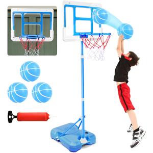 Kids Toy Gift for 3 4 5 6 7 8 Years Old, Kids Basketball Hoop Adjustable Height 3.5FT-6.2FT, Mini Basketball Hoop for Boys Girls, Basketball Goal Toys Outdoor Indoor Game Gifts(Blue)