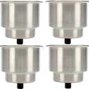 Amarine Made 4pcs Stainless Steel Cup Drink Holder with Drain for Marine Boat RV Camper