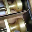 6 Pack Interior Door Knobs for Bath & Bed, Pismo Doorknob Turn Lock with Square Rosette, Satin Brass Door Knob with Lock