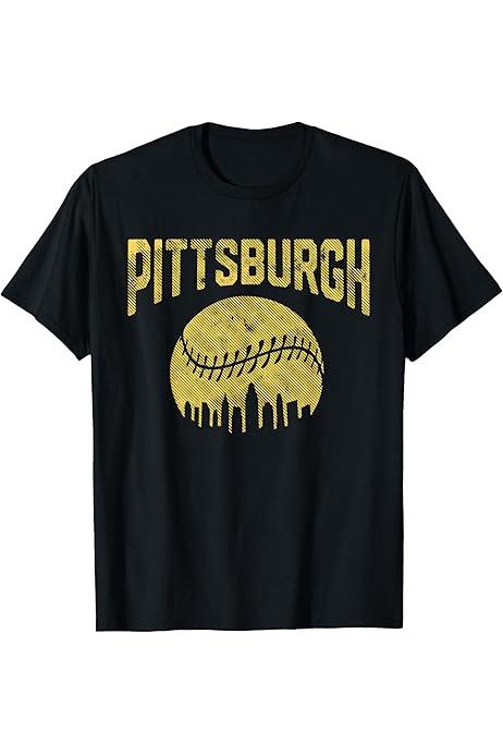 Pittsburgh Baseball Vintage Minimalist Retro Baseball Lover T-Shirt, L youth (Grey)