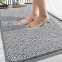 OLANLY Bathroom Rugs 34x21, Extra Soft Absorbent Chenille Bath Rugs, Rubber Backing Quick Dry, Machine Washable Bath Mats for Bathroom Floor, Tub and Shower, Home Decor Accessories, Light Grey