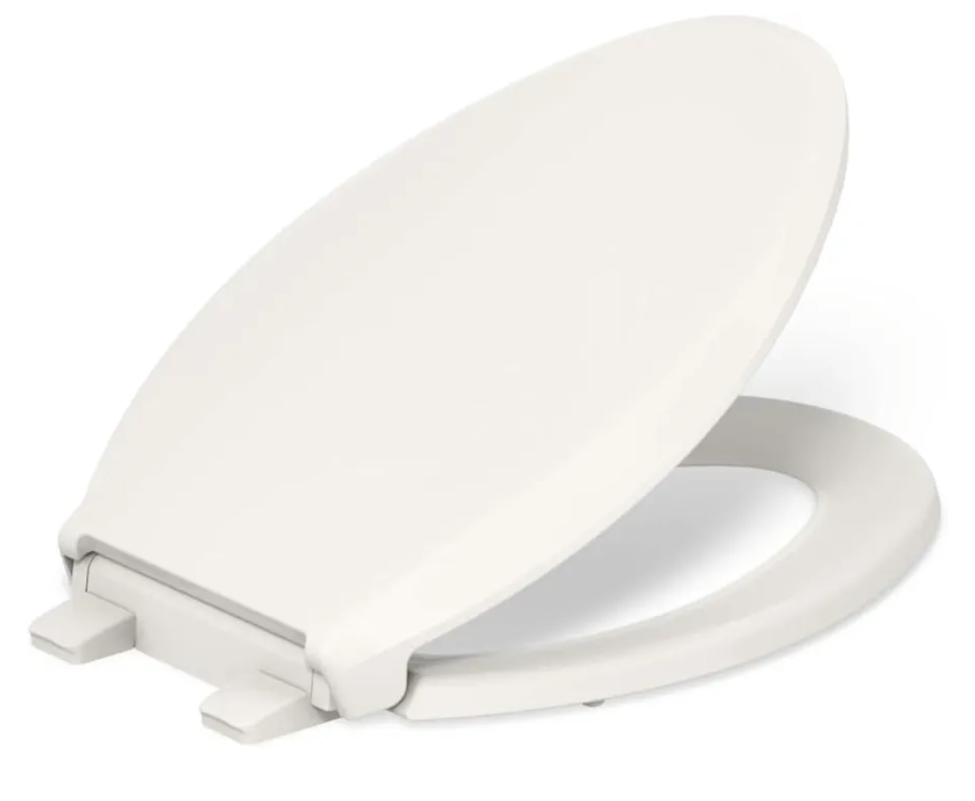 KOHLER 4636-RL-96 Cachet ReadyLatch Quiet Close Elongated Toilet Seat, Soft Close Lid, Compatible with Elongated Toilets, Biscuit