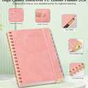 4 x 2026 Planner, Hardcover Leather Weekly and Monthly Planner, January 2026 - December 2026, Spiral Yearly Agenda Organizer Book 2026 with Tabs, Daily Calendar Planners for School Work Home, A4 (8.5" x 11"), Pink