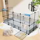 BUCATSTATE Guinea Pig Cages 20 Panels, Rabbit Cage Indoor with Waterproof Mat, Small Animal Playpen with Door for Guinea Pigs, Bunny, Hedgehogs, Chickens, Chinchillas (56" L x 24" W x 12" H)