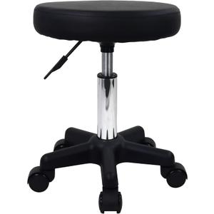 FURWOO Round Rolling Stool Height Adjustable Stool with Wheels for Spa Salon Massage Black