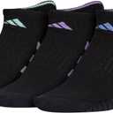 adidas Women's Cushioned No Show Socks (3 Pairs) Durable & Comfortable (Medium, Black/Blue Fusion/Violet Fusion Purple/3)