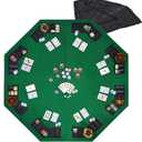 48" 8-Player Foldable Poker Table Top, Casino Texas Hold'em Layout, Portable Anti-Slip Blackjack Poker Table Mat with Carrying Bag for Family Games Casino