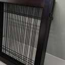 LZRS 3-Panel Freestanding Foldable Wooden Dog Gate Solid Wood & Steel Wire Chew-Resistant Indoor Safety Pet Fence for Doorways & Stairs, Ideal for Small to Medium Dogs & Puppies, Walnut