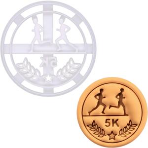 BAKERLOGY 5K Run Medal Cookie Cutter  Running Race Biscuit Cutter for Fitness-Themed Bakes, Training Treats, Running Club Motivation, Athlete Celebration and Race Day Bakes