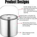 3L Double-Wall Insulated Ice Bucket with Lid, Ice shovel &Tongs and Strainer, Stainless Steel Ice Bath Tub with Silicone Sealed Lid for Wine, Ice Buckets for Parties, Wine Chiller, Light Sliver
