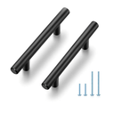 JOY DECOR 30 Pack 5 Inch Cabinet Pulls Kitchen Cabinet Handles with 3 Inch Hole Center Matte Black Cabinet Hardware Stainless Steel Kitchen Drawer Pulls for Cabinets Cupboard, 76mm Hole Centers