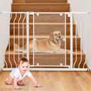 Clear Baby Safety Gate for Stairs 28.5"48.5" Wide, 30" High, Pressure Installation, Auto Close Clear Baby Gate for Stairs Require No Drilling, Pet Gate Suitable for Corridors and House, White