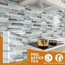 WOWSTAR 10-Sheet Peel and Stick Backsplash Tile for Kitchen, Back Splash Stick On Tiles for Kitchen Wall (Grey and Blue)
