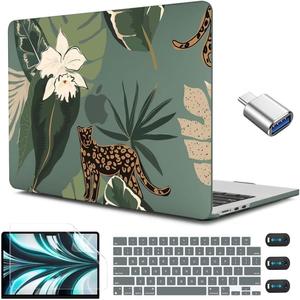 CISSOOK for MacBook Air 13.6 Inch Case 2024 2025 2026 Model A3449 A3240 A3113 A2681, Panther Leopard Midnight Green Cover with Keyboard Cover for MacBook Air 13.6 M2 M3 M4 M5 - Leopard