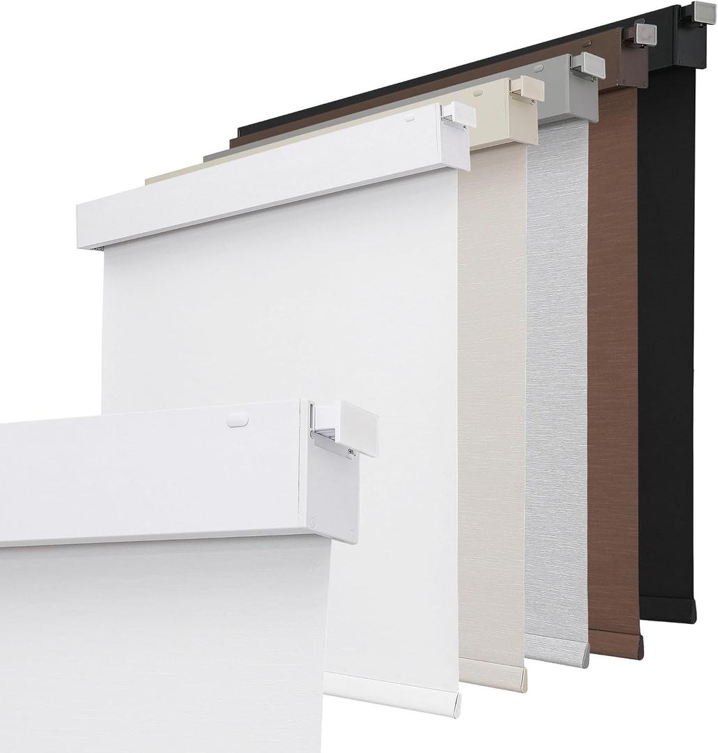 Joydeco No Drill Blackout Shades, Free-Stop Cordless Roller Shades, UV Protection, Thermal Insulated Blinds for Indoor Windows, Easy Install Window Blinds for Home and Office (White, 35" W X 75" H)