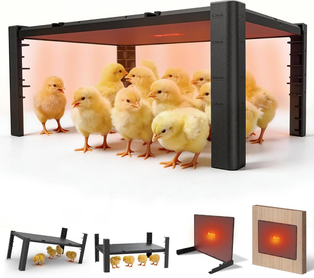 Brooder Plate for Chicks Adjustable Chick Heat Plate, Heat Plate for Chicks with 95167 Temperature Control, Height Adjustable Chicken Brooder Heater, Anti-Roost Design, Safe ABS Chick Brooder