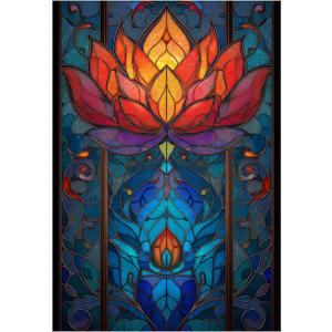 Great Jigsaw Puzzles for Adults 300 Pieces Zen Meditation Stained Glass Lotus Floral Puzzles for Adults Toys Gift Family Decoration Kids Puzzle