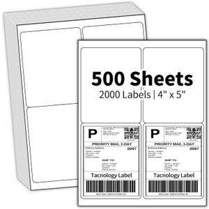 500 Sheets 2000 Labels 4x5 Shipping Label for Laser & Inkjet Printers, Permanent Adhesive, 4 Labels per Page, A4 Size, Perfect for Mailing & Addressing