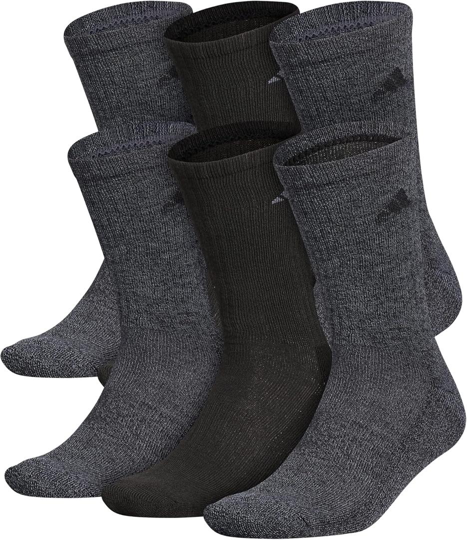 adidas Men's Athletic Cushioned Crew Socks (6 Pairs) Durable & Comfortable, Size: 6-12