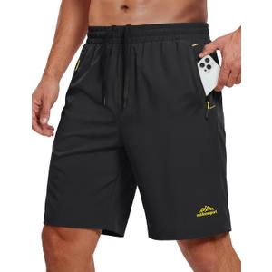 MAGCOMSEN Men's Workout Gym 9" Shorts Quick Dry Lightweight Summer Casual Athletic Hiking Shorts for Men with 3 Pockets (Black)