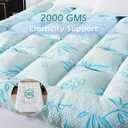 WhatsBedding 5 Inch Full Mattress Topper Breathable Bamboo Viscose Air Layer,Memory Foam Mattress Topper Full Size Blue.