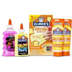 Elmers Butter Slime Kit, Includes Glow in the Dark Glue, Glitter Glue, Slime Activator, 4 Count - Kids Activity, Creative Fun, Arts & Crafts