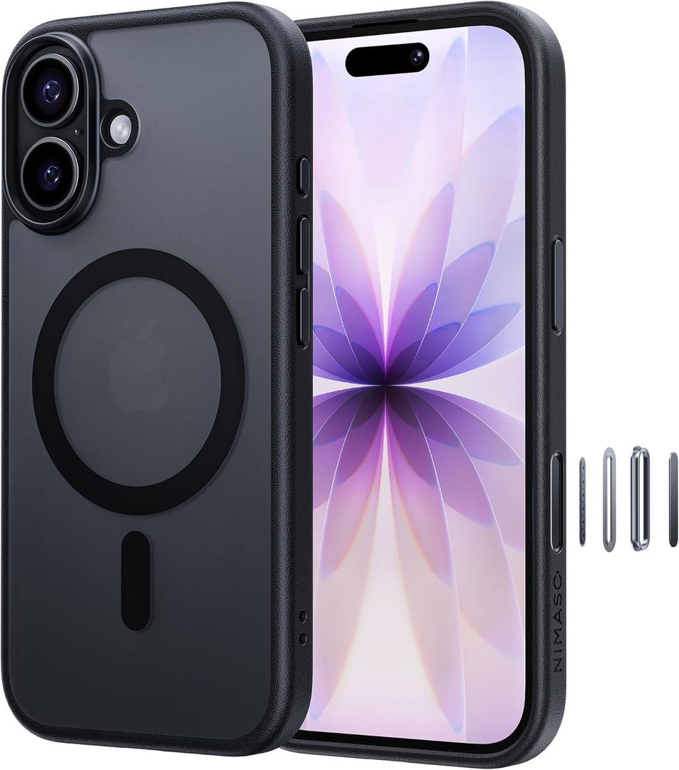NIMASO for iPhone 17 Case, Compatible with MagSafe, Shockproof Military Grade Protection, Translucent Matte Back, Slim Thin Magnetic Phone Case for iPhone 17, Black