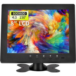 8 inch LCD Security Monitor & Displays,Built-in Dual Speakers Portable Monitor,800 * 600 Resolution,BNC/AV Input,Suitable for CCTV TV CCD DVD
