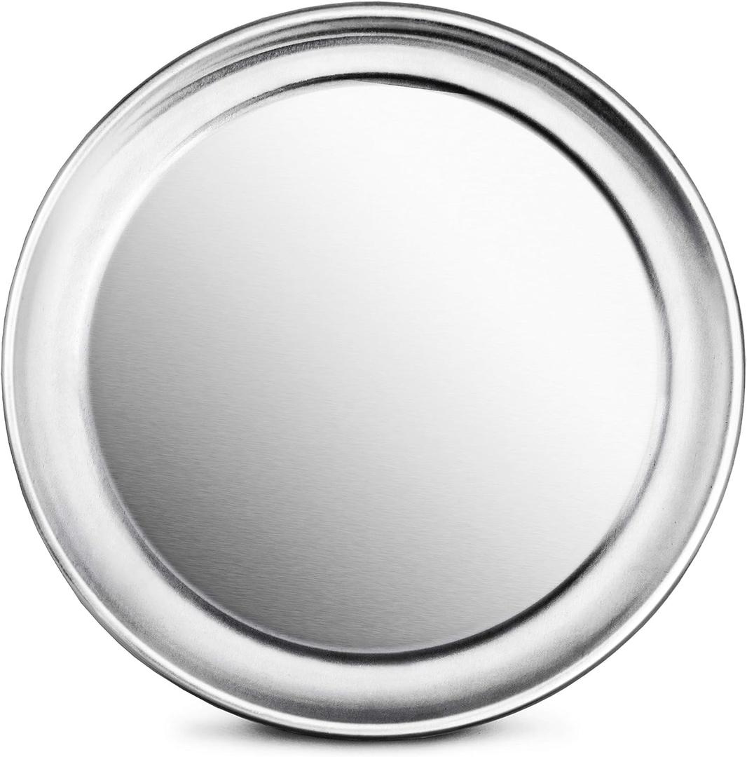 New Star Foodservice 536488 Restaurant-Grade Aluminum Pizza Pan, Baking Tray, Wide Rim, 8-Inch (Silver)