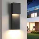 Fire Wolf Modern 16" 18W LED Outdoor Wall Sconce,Dual-Source Front Porch Light,Aluminum Modern Wall Light,3000K,Damp Environments Such as Porches,Terraces,Gardens,Indoor/Outdoor Applications, 3.38 x 5.08 x 16.06 inches