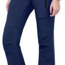 WULFUL Women's Snow Ski Pants Waterproof Insulated Fleece Lined Winter Softshell Hiking Pants (10, Navy)