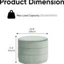 Round Storage Ottoman, 22.8" Velvet Footstool, Sage Green, 23"D x 23"W x 17"H
