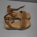 Soda “Laguna” ~ Women Square Toe Stitched Single Band Low Heel Espadrille Wedge Sandal with Adjustable Ankle Strap Size 6