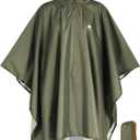ANYOO Hooded Rain Poncho for Adults Waterproof Lightweight Rain Coat for Men Women Reusable Rain Jacket for Emergency Outdoor (Army Green) One Size