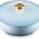 Le Creuset Enameled Cast Iron Holly Collection Traditional Chef's Oven, 4.5 qt., Coastal Blue with Gold Knob