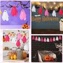 Tegeme 15 Pcs Pink Halloween Ghost Decor Pastel Hanging Ghosts Halloween Decor 4 Inch Pink Decoration Indoor Outdoor Hanging Tree Ornaments for Home Garden Holiday Party