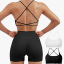 SUUKSESS Women 2 Piece Open Back Sports Bra Pack Strappy Workout Gym Yoga Crops, S