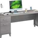 Bush Furniture 72-inch Home Office Desk with Drawers, Large Computer Table for Personal Workspace, Somerset Collection, Platinum Gray