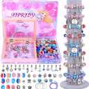 AIPRIDY Charm Bracelet Making Kit,Unicorn Mermaid Crafts Gifts Set Can Inspires Imagination and Creativity,Jewelry Making Kit Perfect Gifts for Girls 5-12 Years Old (72 Pieces Rose)