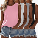 Ficerd 4 Pack Women's Sleeveless Tops, Casual Summer Loose Fit T Shirts Solid Color Tunic Tank Tops Ladies' Crew Neck Tee, XXL