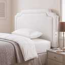 Leinuosen Dorm Twin Headboard with 2 Outlets White Leather Minimalist