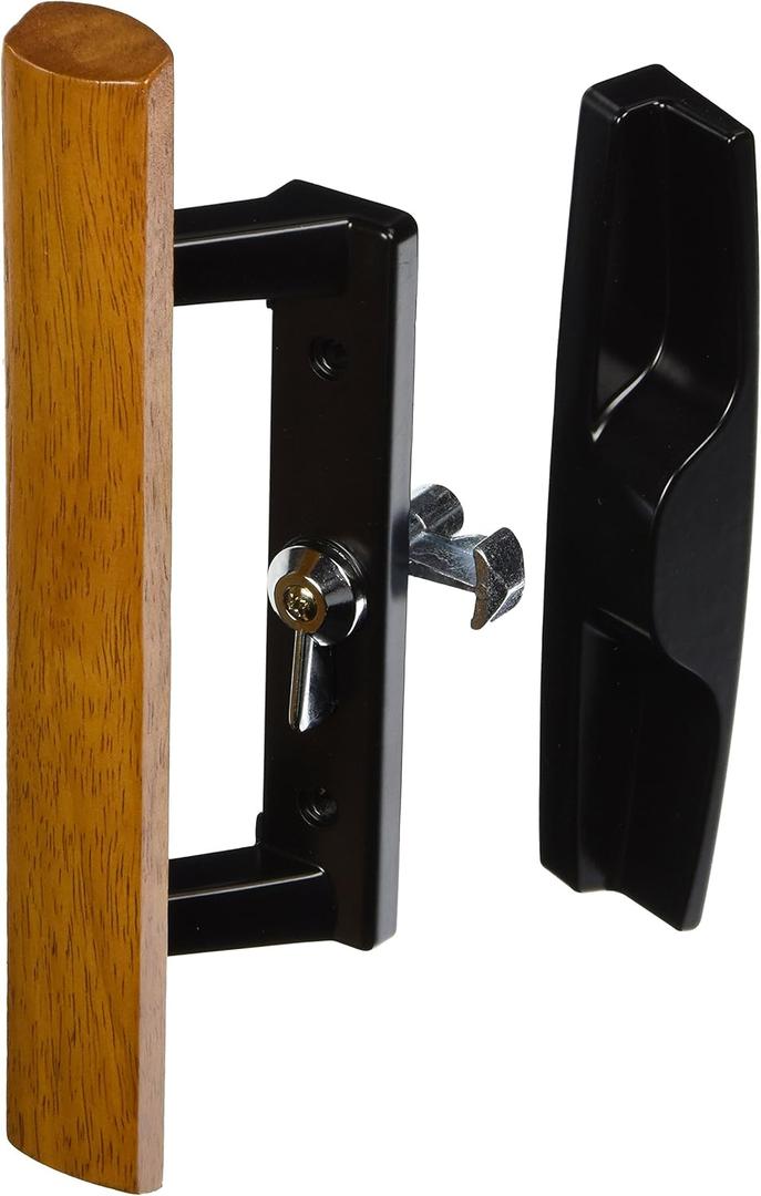 Wright Products - Surface Mounted Replacement Wooden Handle Sliding Patio Internal Door Latch Set, Black - Internal Sliding Glass Door Handle 3-1/2 Inch