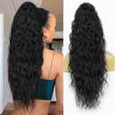 Drawstring Ponytail Extension,Long Curly Wavy ponytail extension for black women 26 Inch black clip in ponytail hair extensions